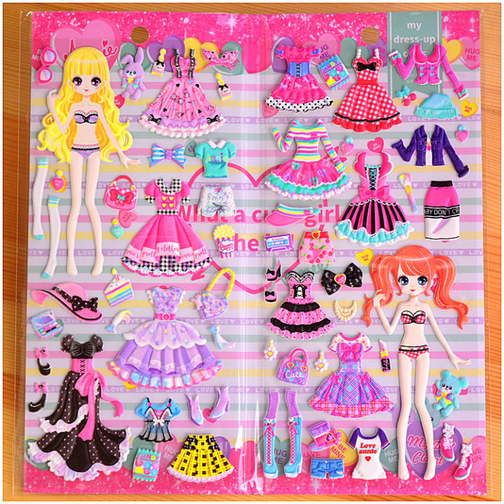Cartoon%20Children%20GIRL'S%203D%20Bubble%20Sticker%20Princess%20Replaceable%20Sticker%20High%20Quality%20Sponge%20Doll%20-%20Image%204