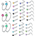 12/24/36Pcs L Shape Nose Ring Curve Pack Crystal Straight Nose Ring Set Nose Stud Lot Piercing Nariz Cuff Nase Pircing Nose Clip.