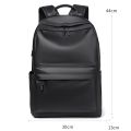 PU Leather Backpack For Men High Quality Business Travel Bag Solid Color Rucksack Unisex Simple Bagpack Holds 15.6 Inches Laptop.