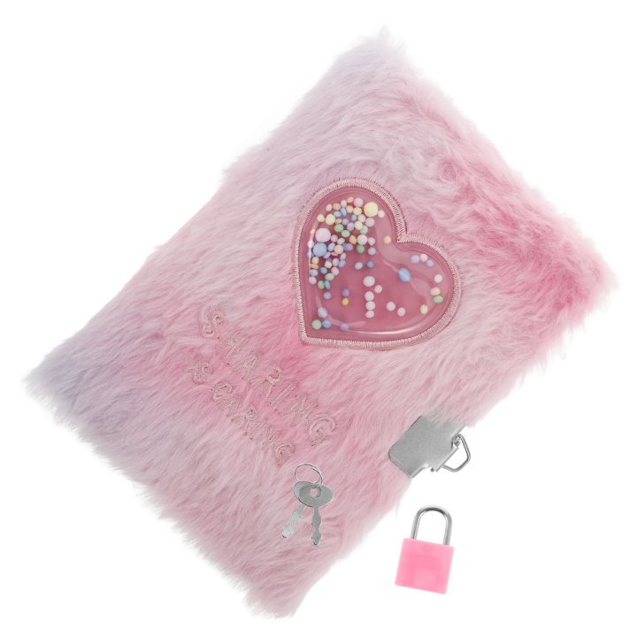 Girl's Diary Fuzzy Lock Journal Soft Cover Furry Notebook with Notebooks for Kids Heart Account Locking Writing Girls