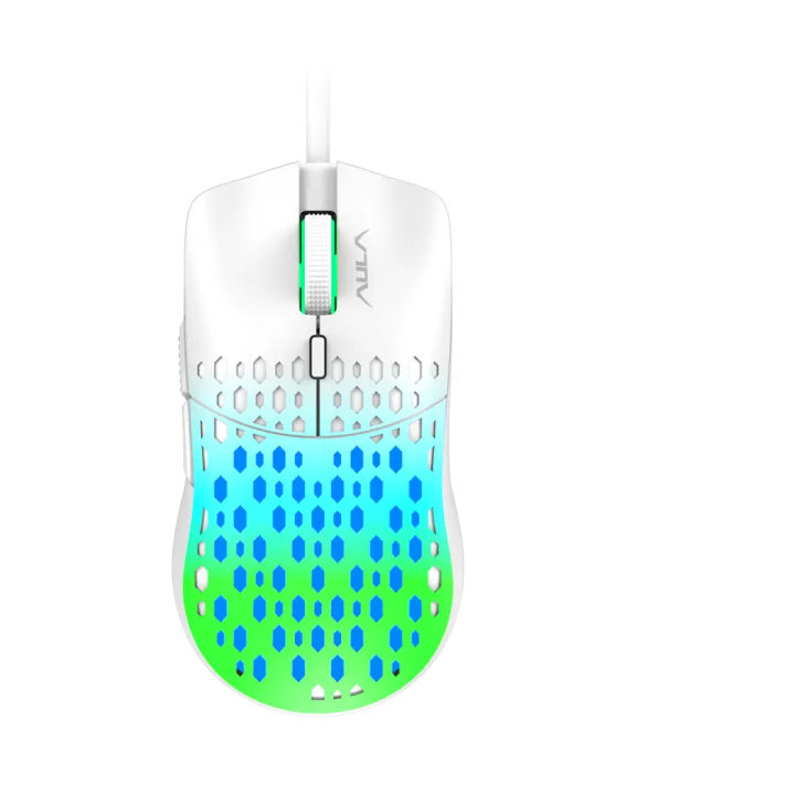 Aula S11Pro Wired White (Blue+Green) Gaming Mouse