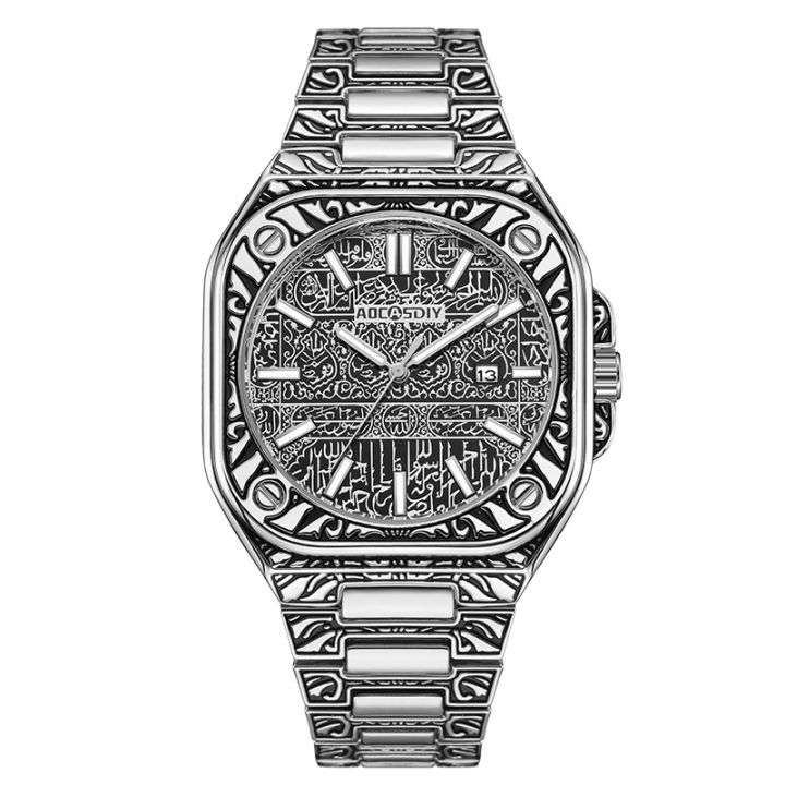 2024%20New%20Vintage%20Gold%20Watch%20Classic%20Engraved%20Bronze%20Quartz%20Watch%20Date%20Waterproof%20Steel%20Band%20Watch%20Foreign%20Trade%20Delivery%20-%20Image%206