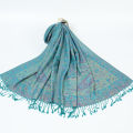 Luxury Women Paisley Jacquard Scarf Silky Pashmina Ethnic Style Fringed Scarves Soft Long Shawls and Wraps for Lady Bufandas.