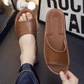 Genuine Leather Slippers Homes in indoor slipper summer open toe sandals men women elderly casual Slides shoes.