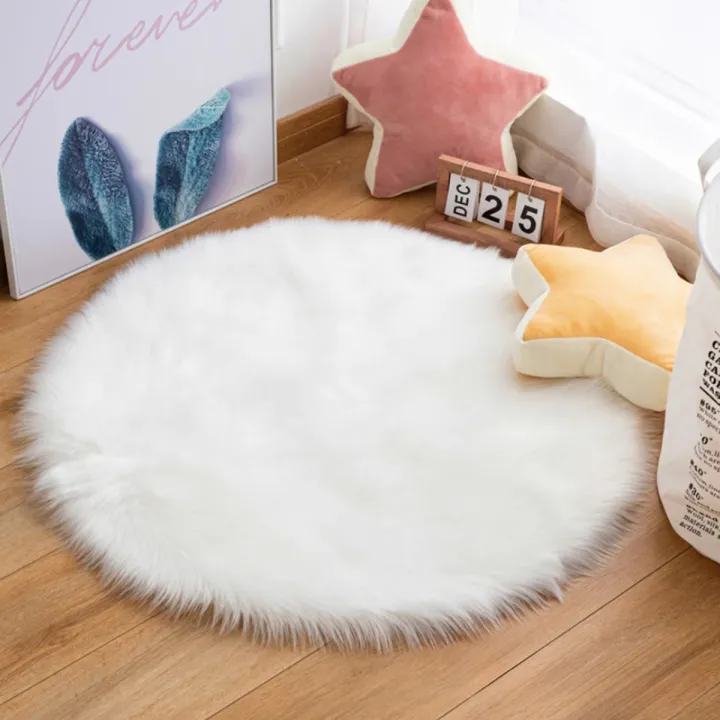 Fur Rug Shape Soft Fur Carpet Circle shape Fluffy Rugs, Hairy Fur Rugs Washable Round ...