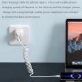 5A 66W USB Type C Micro USB C Spring Fast Charging Date Cable For iPhone Android Phone Accessories Car USB Data Charging Cable. 