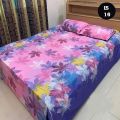 Double (King) Size Bedsheet Cotton Blend Fabric mix star  Multicolor Print with two Pillow Covers 16. 