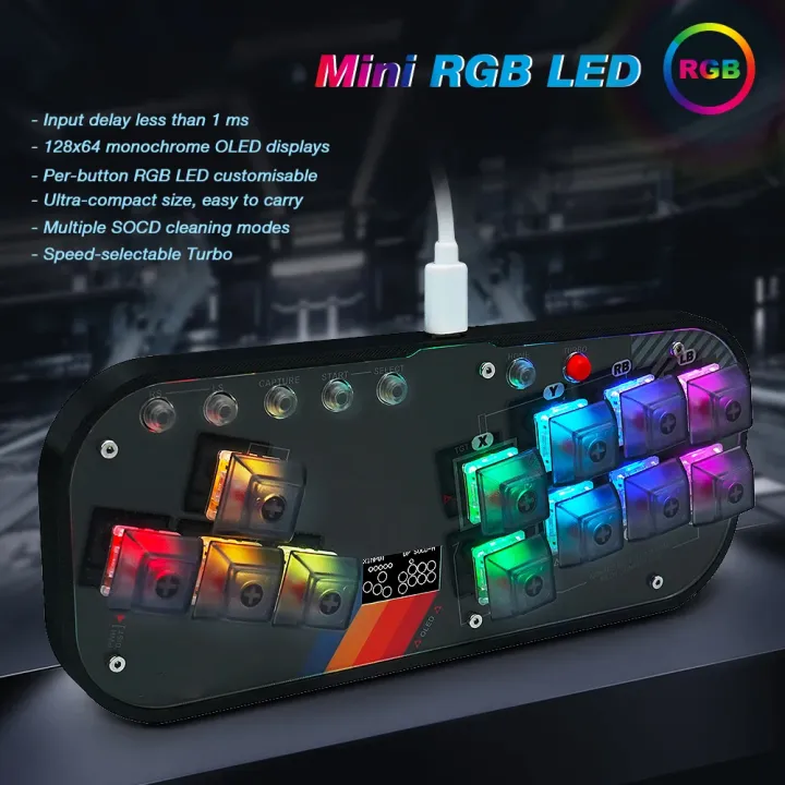Mini HitBox Controller SOCD Arcade Stick Keyboard RGB Cherry Switch For PC Android PS4 Misterfpga