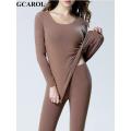 GCAROL Women Double-side Velvet Thermal Underwear 2 Pcs Sets Winter Autumn High Waist Pants Warm Soft to Body Plus Size 5XL. 