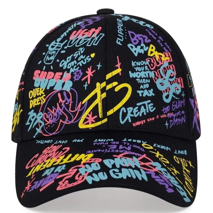 fashion%20Letter%20Baseball%20Cap%20Graffiti%20Sun%20Hip%20Hop%20Cap%20Visor%20Spring%20Hat%20Men%20Adjustable%20Snapback%20Cotton%20Cap%20For%20Women%20Men%20Hats%20-%20Image%202