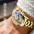 Double-sided transparent hollow automatic mechanical watch men's watch men's waterproof luminous quartz watch Douyin new cross-border.