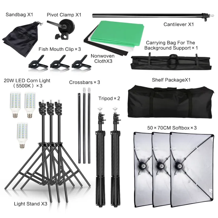 Photography%20Background%20Frame%20Support%20Softbox%20Lighting%20Kit%20Photo%20Studio%20Equipment%20Accessories%20With%203Pcs%20Backdrop%20And%20Tripod%20Stand%20-%20Image%203