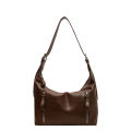 Retro fashion versatile large capacity bag women's new double pocket winter commuter tote bag niche shoulder bag.