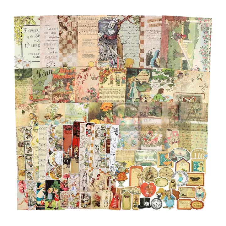 100 Pcs Vintage Scrapbook Supplies Pack for Junk Journal Art Trash ...