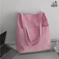 Trendy Top Handle With Outside Pocket Maroon Color Corduroy Tote Bag Shopping Bag/College/University Bag,Tote Bag.