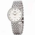 Stainless Steel Silver Simple Quartz Watch Lady Clock Casual Fashion. 