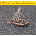5pcs LDR 5mm Diameter Photoresistor Photo Cell Light Dependent Resistor 5mm LDR Sensor Switches For Night Light Street Light Sensor Automatic Headlight Dimmer Control Photo Light Sensitive Resistor. 