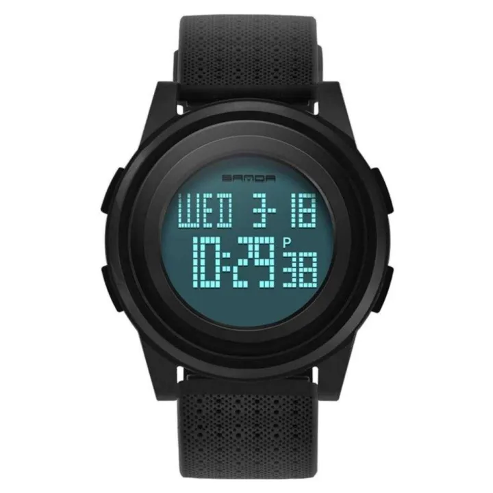 Rubber%20Strapped%20-%20337%20-%20Waterproof%20Super%20Slim%20-%20Round%20Case%20Shape%20-%20Fashionable%20-%20Digital%20Watch%20-%20for%20Men%20-%20Image%205