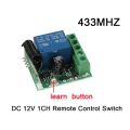 12V 1CH Relay Receiver Module Control 433 Mhz Wireless Light Switch Remote Control for Electronic Lock Gate(1RC 1A 1B). 
