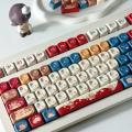 Keycap Set PBT Sublimation Cat Kitchen Cute Keycaps 131 Keys MOA Profile Red Blue Key Caps for DIY Mechanical Keyboard.
