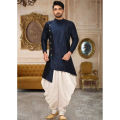 Silk Stylish semi long Navy Blue panjabi. 