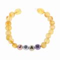 HAOHUPO Custom Name Amber Jewelry Baltic Amber Teething Bracelet Anklet with BABY'S NAME Unique Children Natural Jewelry Gift.