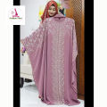 DMC Stone Work Dubai Cherry Fabric Premium Quality Soft Burkha for Muslim Women, Adjustable Hijab Outerwear. 
