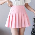 Preppy Style High Waist Solid Pleated Mini Skirt Women Summer Spring Korean Fashion Cute White A-line Skirt Skort Clothes.