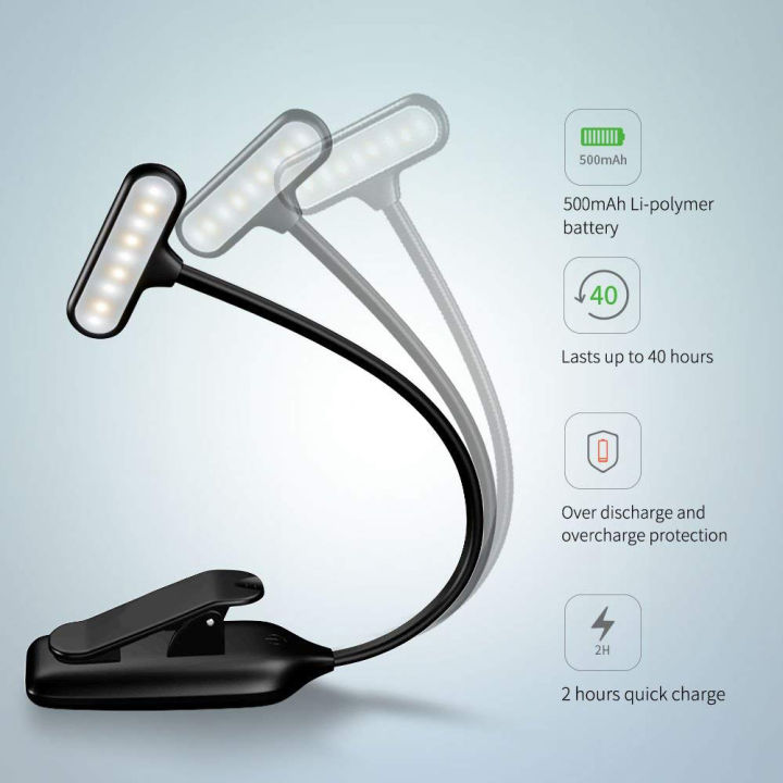 Delicate%20product%20LED%20Book%20Lights,%20Rechargeable%20Clip%20On%20Light,%203%20Lighting%20Modes,%209%20LEDs,%20Eye%20Protection%20Reading%20Lamp,%20up%20to%2040%20Hours%20Reading%20-%20Perfect%20for%20Reading-Black%20-%20Image%203