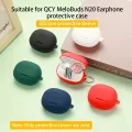 for QCY MeloBuds N20 Earphone Case Solid Color Silicone Soft Shell Washable Protective Cover.