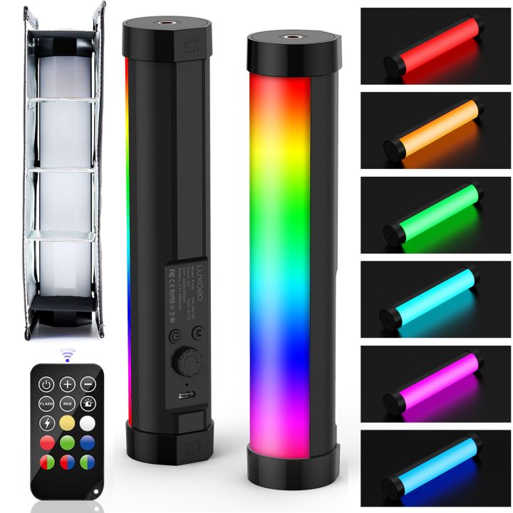 New- LUXCeO P100 RGB Photo Video Light Stick Handheld Fill Light with Remote Control & Grid Softbox