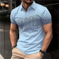 New Summer Men's Polo Shirt Lapel Striped Short Sleeve Letter Printed Button T-Shirt Polo Fashion Top Loser Lione.