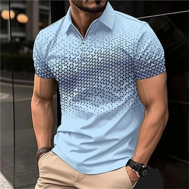 New%20Summer%20Men's%20Polo%20Shirt%20Lapel%20Striped%20Short%20Sleeve%20Letter%20Printed%20Button%20T-Shirt%20Polo%20Fashion%20Top%20Loser%20Lione%20-%20Image%203