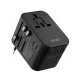 WIWU UA-301 Universal Travel Adapter with 4 USB Port + Type-C 5.6A Fast Charger - Black. 