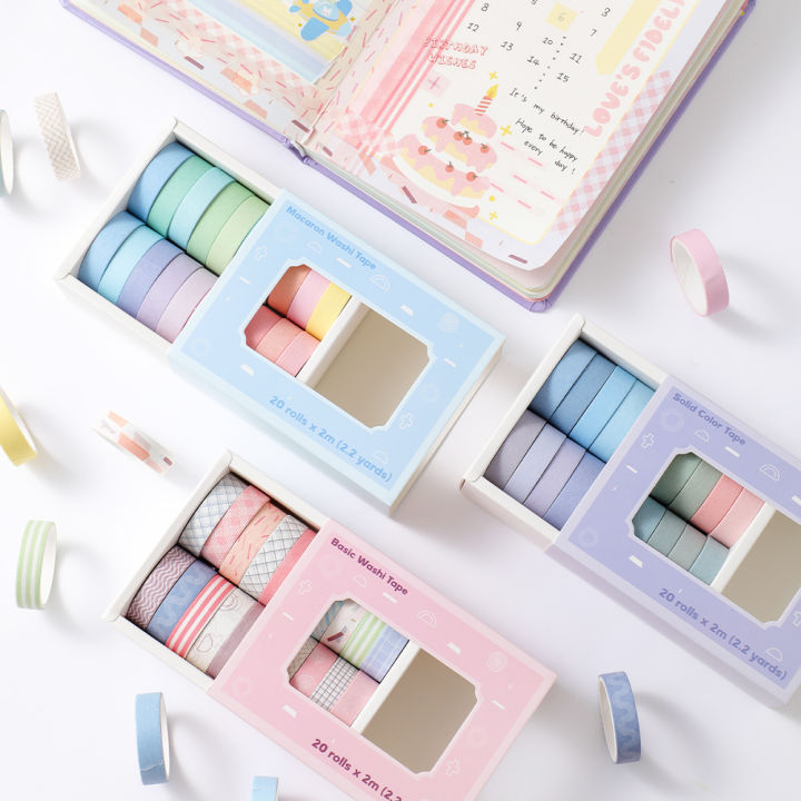 20%20rolls%20Washi%20Tape%20Set%20Simple%20Thin%20Masking%20Tape%20For%20DIY%20Arts%20Crafts%20Gift%20Wrapping%20Journaling%20Scrapbooking%20Labeling%20Coding%20Deco%20-%20Image%202