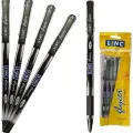 LINC Glycer BLACK Super Smooth Fine Ballpoint Pens Rubber Grip.