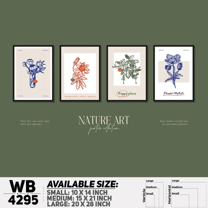 Flower%20&%20Leaf%20Typography%20Art%20(Set%20of%204)%20Canvas%20Art%20Home%20Decoration%20Wall%20Canvas%20Painting%20Art%20For%20Wall%20-%20WB4295%20-%20Alpha%20Decor%20-%20Image%202