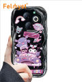 FELMYST for Infinix Smart 8 Tecno Pop 8 Spark 20C 20 Hot 40i Back Cover Cartoon Kuromi Case Cream Texture Wavy Edge Soft Silicone Mobile Cover.
