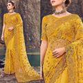 Basanti Color Soft Weightless Georgette Saree.
