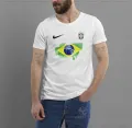 Half Sleeve Round Neck Comfortable Jersey Fabrics Tshirt With Brazilian Football Logo & Flag.