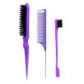 3Pcs Slick Back Hair Brush Set Bristle Hair Brush Brush Teasing Comb for Women Baby Kids Black Hair.