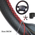 Hand Sewing Steering Wheel Cover Microfiber Leather Sweat-absorbent Breathable Car Steering Wheel Cover. 