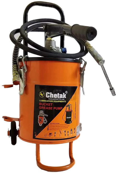 Chetak Hand Operated Grease pump / Grease Bucket with Trolley Wheels (10 kg, Orange)