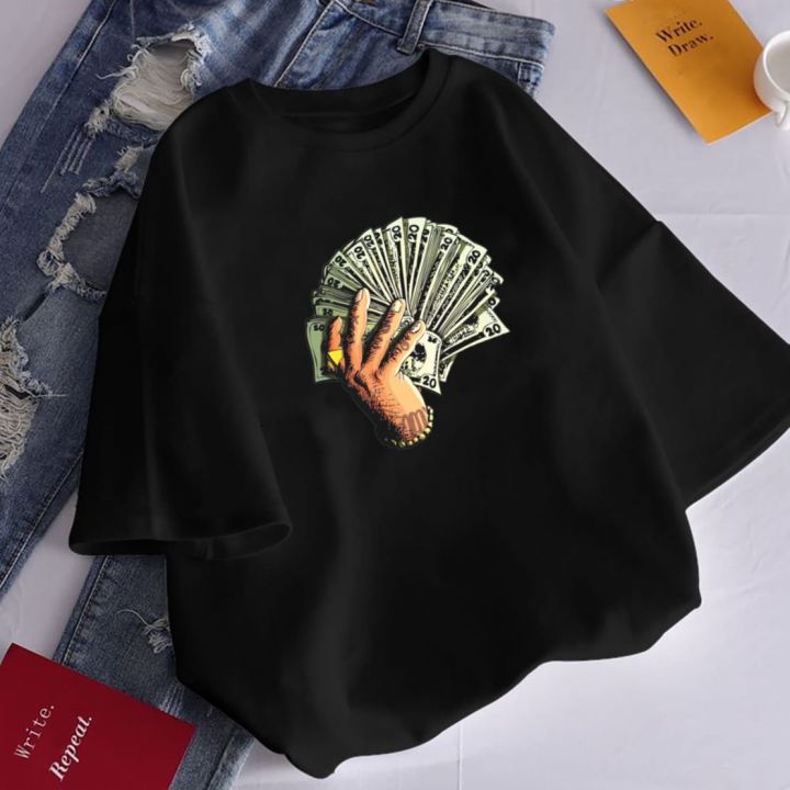 Drop Shoulder Half Sleeve T-Shirt money design For Men T Shirt
