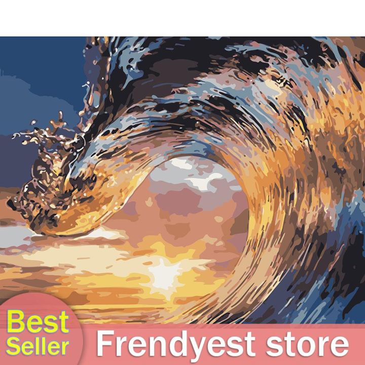 COD Sea Wave Painting By Number Kit Acrylic Paints Set DIY Handpainted Drawing