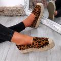 style Shoes For Girl Female Women's Fashion Leopard Print Platform Slip On Round Toe Casual Flats Boat Shoes. 