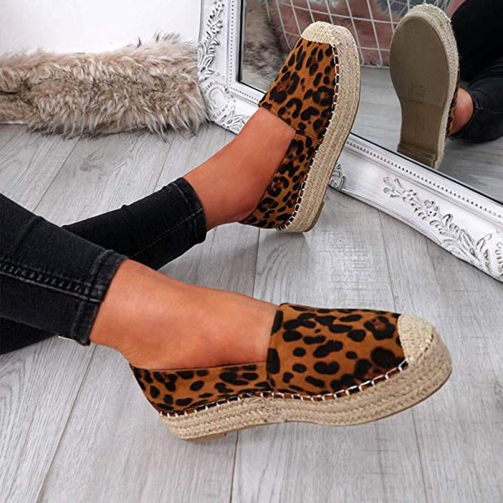 style%20Shoes%20For%20Girl%20Female%20Women's%20Fashion%20Leopard%20Print%20Platform%20Slip%20On%20Round%20Toe%20Casual%20Flats%20Boat%20Shoes%20-%20Image%205