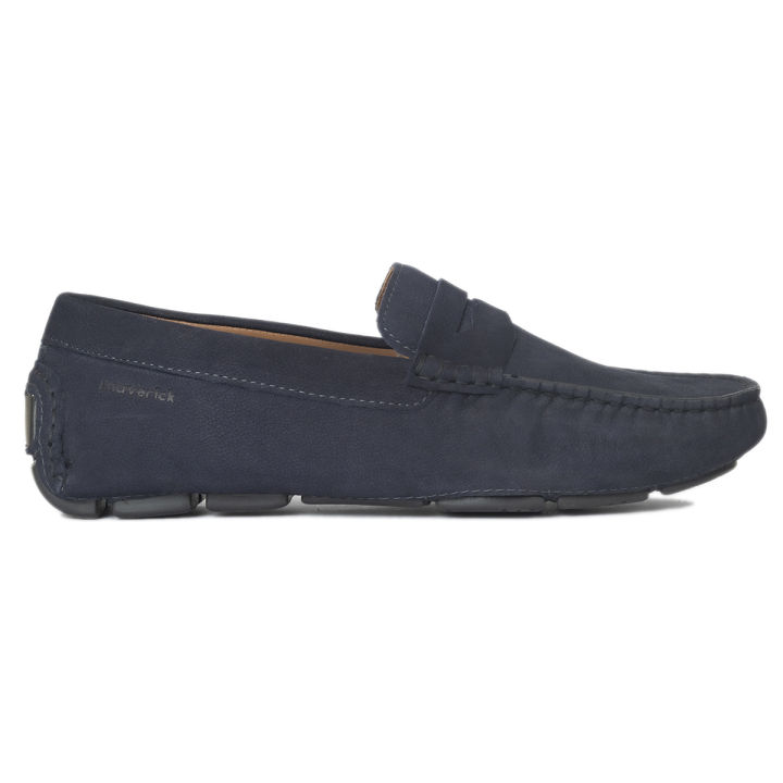 Maverick Dark Navy Nubuck Leather Loafer for Men