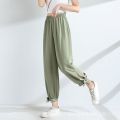 Ice Silk Bloomers Women's Chiffon Summer New Style Fat mm Women's Pants Draping Effect Loose Thin Ankle-Length Casual Pants. 