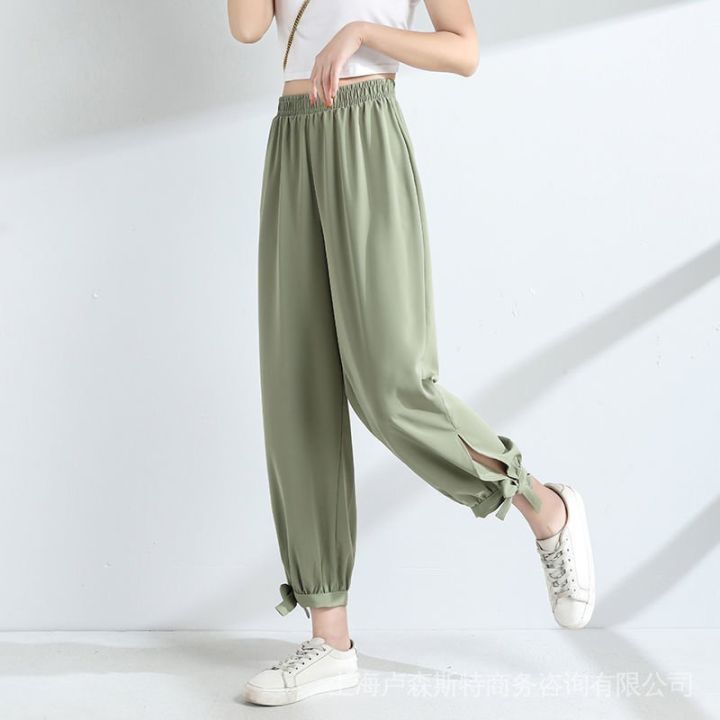 Ice%20Silk%20Bloomers%20Women's%20Chiffon%20Summer%20New%20Style%20Fat%20mm%20Women's%20Pants%20Draping%20Effect%20Loose%20Thin%20Ankle-Length%20Casual%20Pants%20-%20Image%203